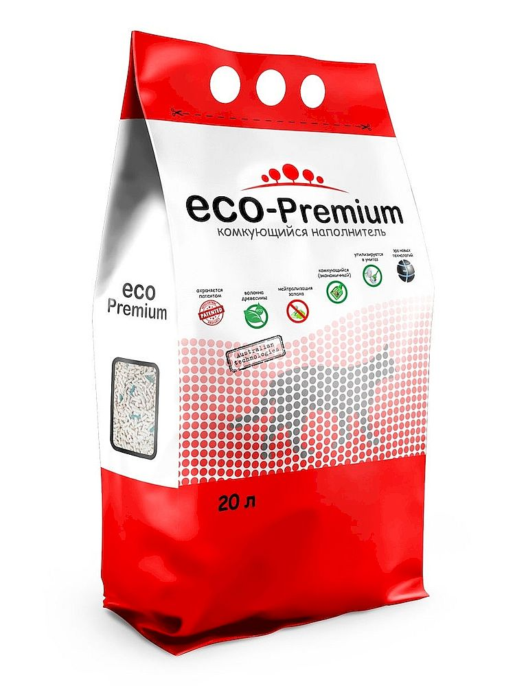 Наполнитель ECO Premium GREEN для кошачьего туалета, древесный, комкующийся, пакет 20 л Наполнитель ECO Premium GREEN для кошачьего туалета, древесный, комкующийся, пакет 20 л