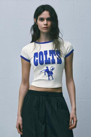 PULL&BEAR Футболка в рубчик NFL Colts, цвет льда