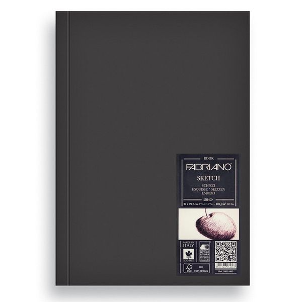 Альбом для эскизов А5 Fabriano Sketchbook 110 г/м², 21х29.7 см, склейка с трех сторон 80 л, Fabriano 19100002