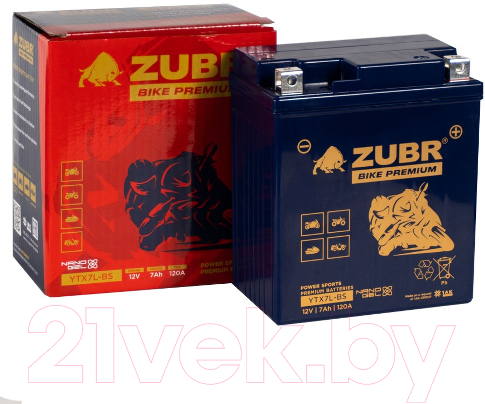 7Ah ZUBR BIKE PREMIUM YTX7L-BS R+