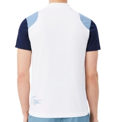 Мужское теннисное поло Lacoste Ultra Dry Colour-Block Sport - white/blue/navy blue