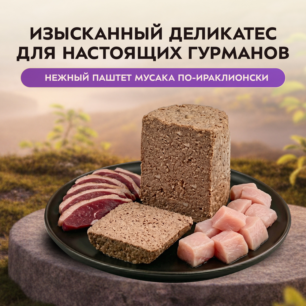 Влажный корм Мнямс Деликатес Паштет из ягненка с овощами для собак всех пород "Мусака по-ираклионски" 12шт по 400 г