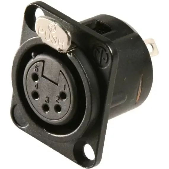 Neutrik NC5FD-L-BAG-1 панельный разъем XLR female черненый корпус 5 контактов