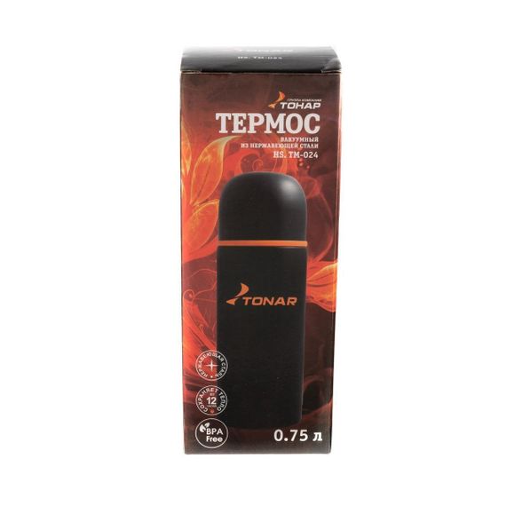 Термос TONAR 750ML HS.TM-024  черный (дополн.пласт.чашка) TONAR