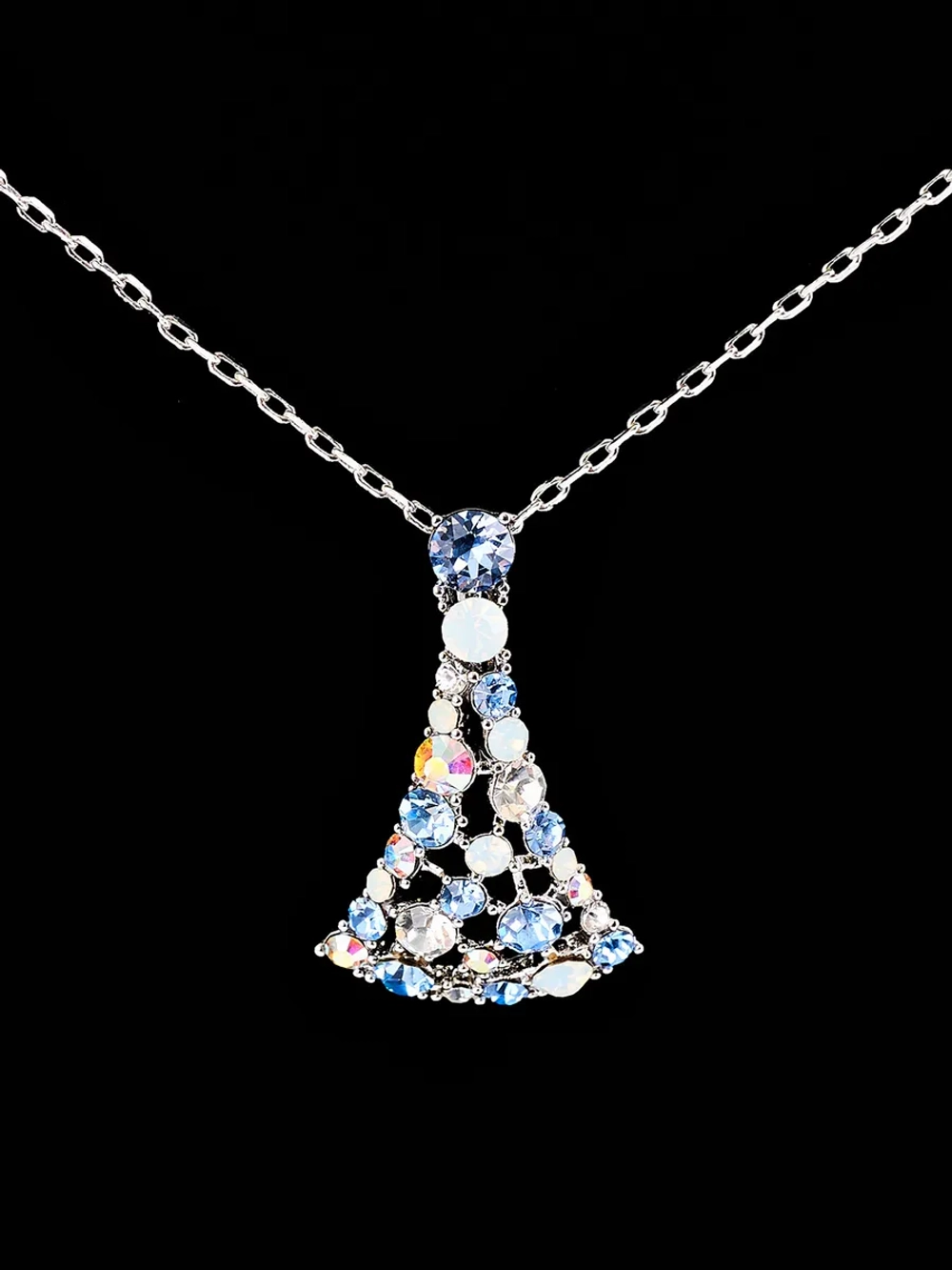 Подвеска на цепочке Россыпь из голубых камней Swarovski