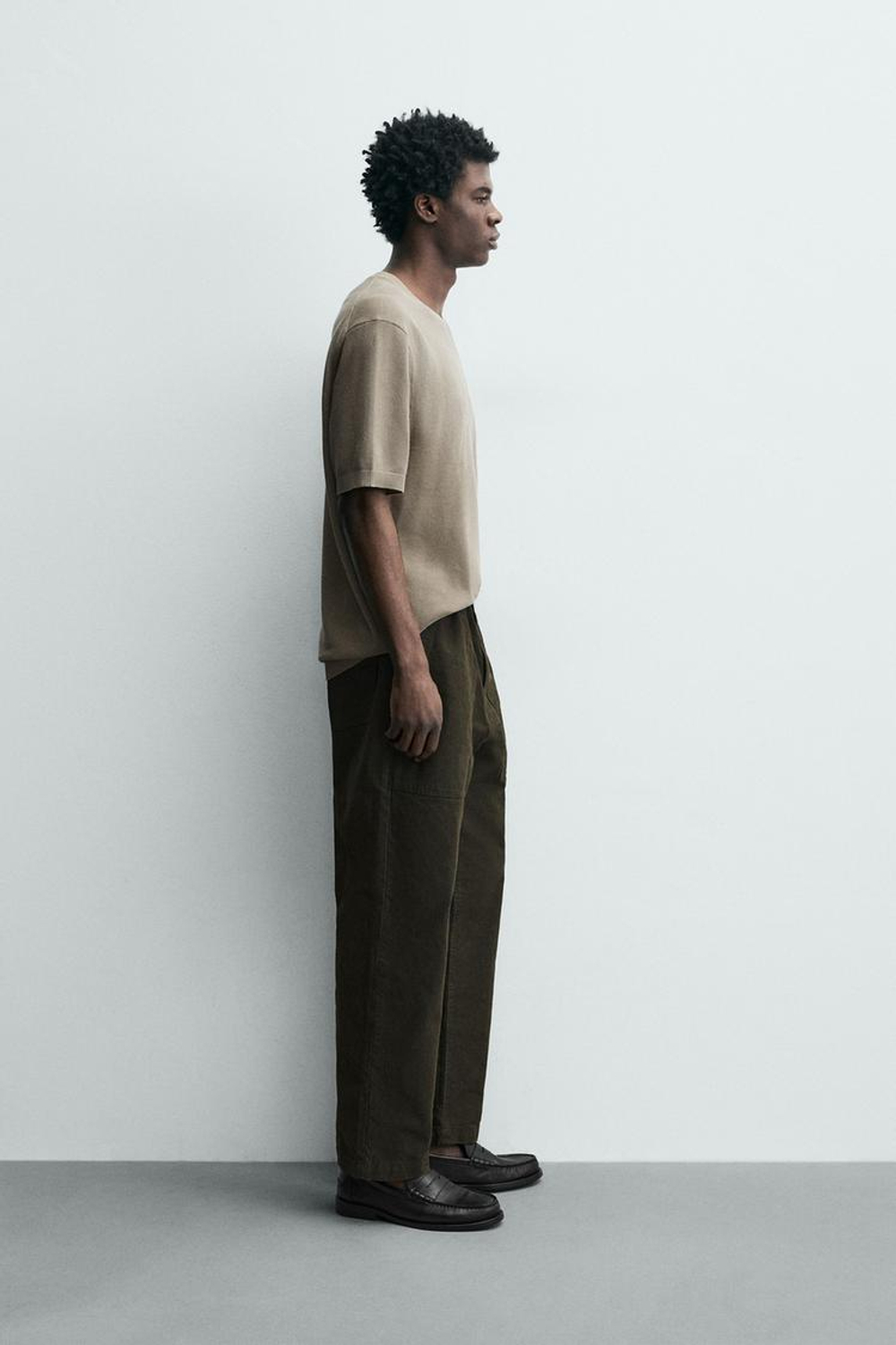 ZARA ФУТБОЛКА RELAXED FIT ИЗ ТРИКОТАЖА, РЫЖЕВАТО-КОРИЧНЕВЫЙ