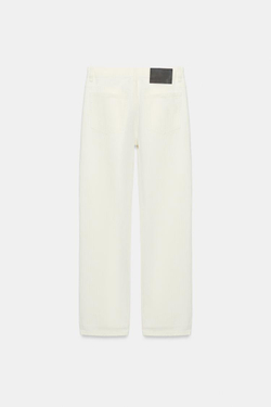 ZARA ДЖИНСЫ TRF STRAIGHT В ПОЛОСКУ СО СРЕДНЕЙ ПОСАДКОЙ, БЕЛЫЙ