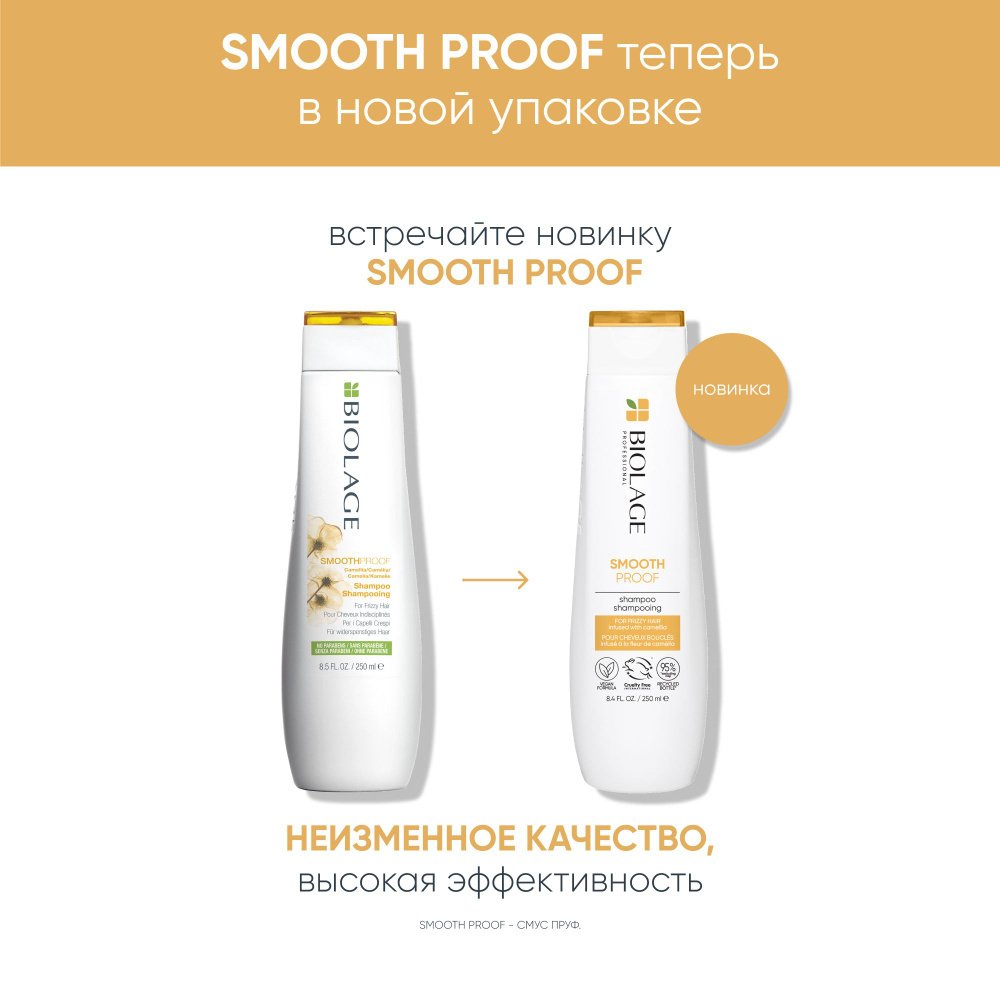 Matrix Biolage SmoothProof Шампунь выпрямляющий, для сухих и вьющихся волос, 250 мл