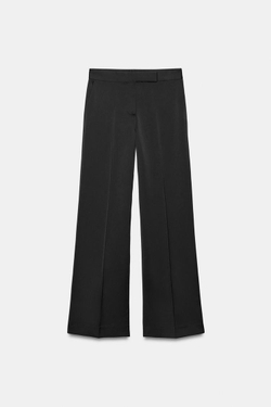 ZARA АТЛАСНЫЕ БРЮКИ ПРЯМОГО КРОЯ, ЧЕРНЫЙ