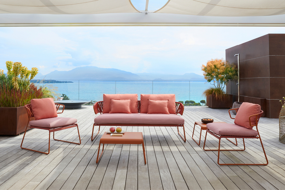 Диван плетеный с подушками Scab Design Lisa Sofa Club, терракотовый