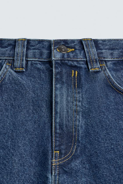 ZARA ДЖИНСЫ BARREL FIT С ДЕКОРАТИВНЫМИ ШВАМИ, СИНИЙ