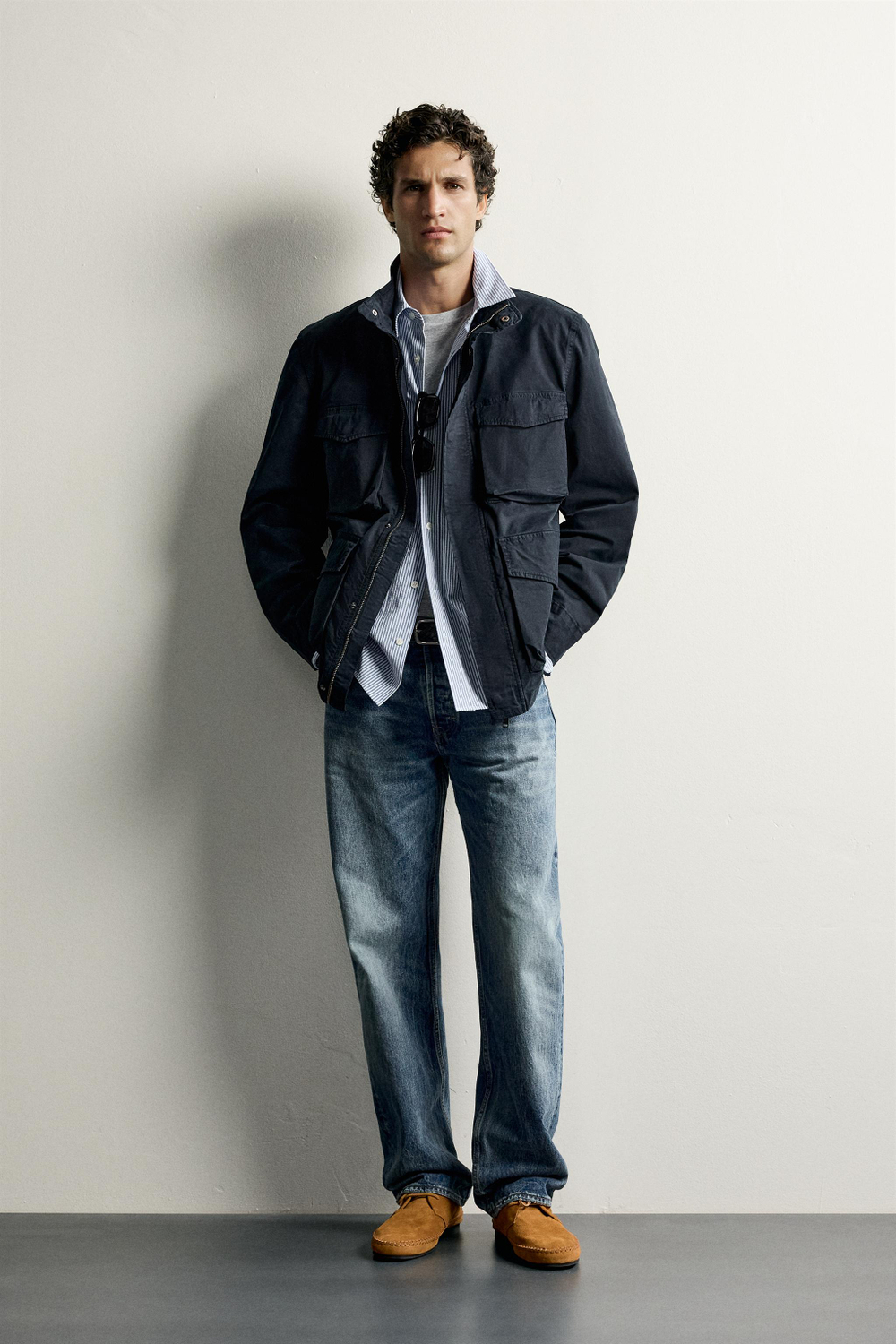 ZARA ПАРКА КЛАССИЧЕСКОГО КРОЯ С КАРМАНАМИ UTILITY, МОРСКОЙ СИНИЙ