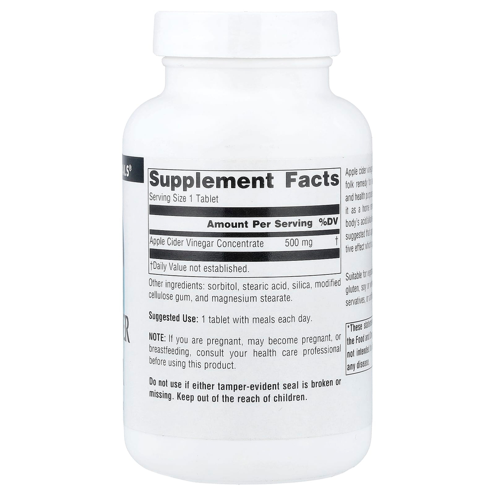 Source Naturals, яблочный уксус, 500 мг, 180 таблеток