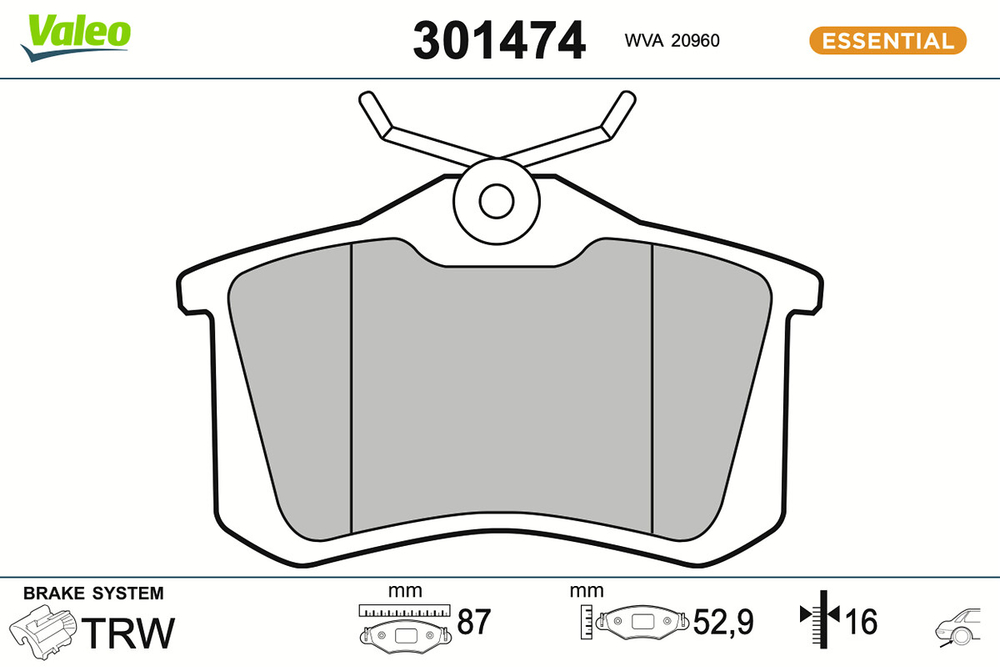VALEO - 301474-VAL - Brake Pad Set, disc brake