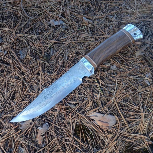 Нож кованый НС-01А Охотник (40Х10С2М) алюминиевые вставки (Златоуст)