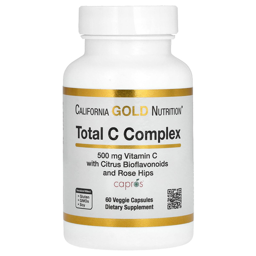 California Gold Nutrition, Total C Complex, комплекс с аскорбиновой кислотой, амлой, цитрусовыми биофлавоноидами и экстрактом шиповника, 500 мг, 60 растительных капсул