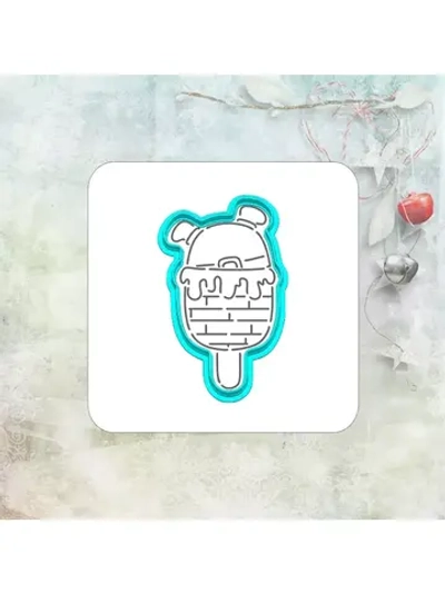 Вырубка 10 см для пряника и трафарет медведь и эскимо