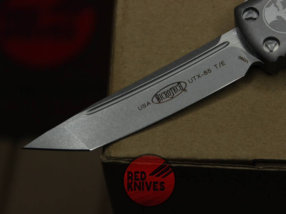 Нож Microtech UTX-85 A+++ Tanto T/E - серая рукоять, апокалиптик клинок танто