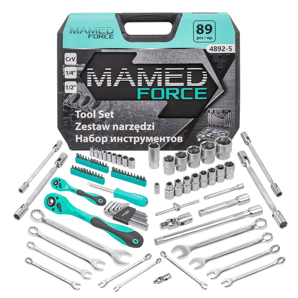 Набор инструментов PROFI 89пр. 1/'',1/2''(6гр)(4-32мм) MAMEDFORCE MF-4892-5