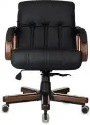 Кресло руководителя Бюрократ T-9932Walnut-Low черный кожа низк.спин. крестов. металл/дерево