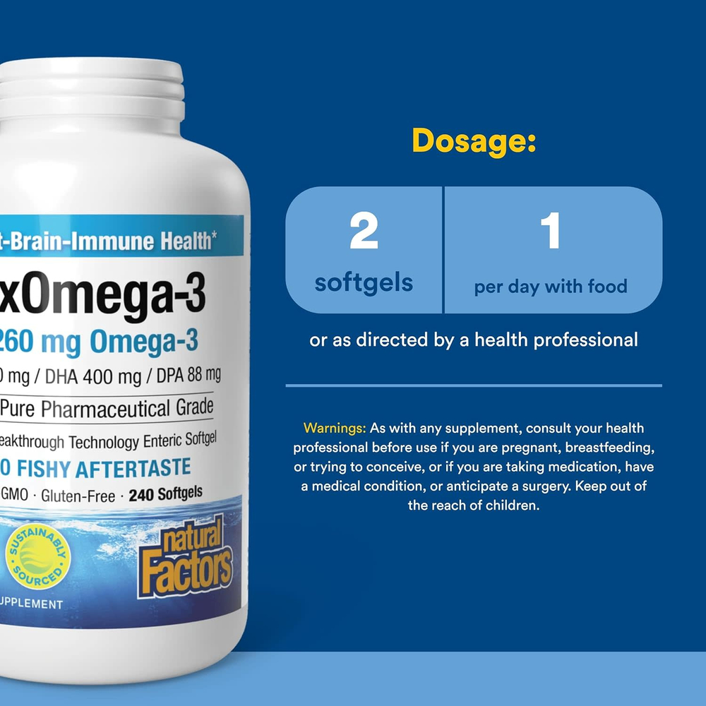 Natural Factors, Rx Omega-3, омега-3, 1260 мг, 120 капсул (630 мг в 1 капсуле)