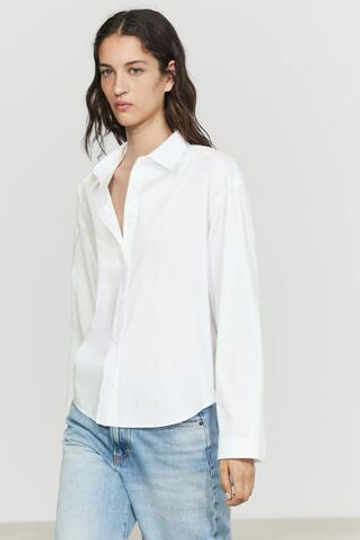 Massimo Dutti Рубашка из 100% хлопкового поплина с деталью на спине, белый