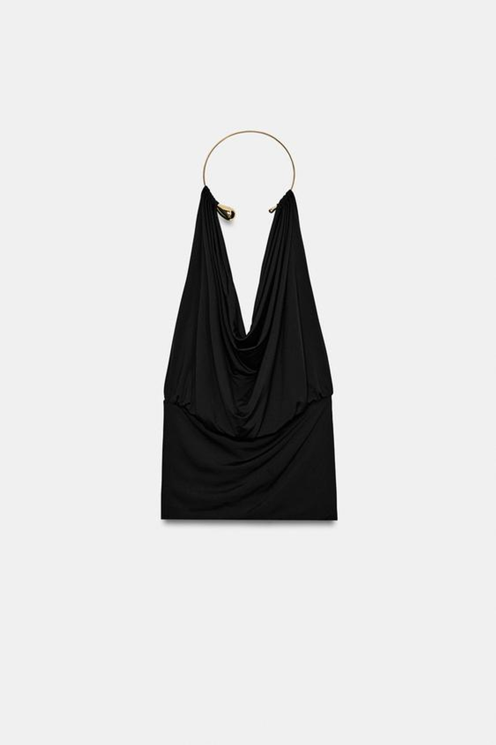 ZARA ТОП ИЗ ПОЛИАМИДА С ЧОКЕРОМ, ЧЕРНЫЙ