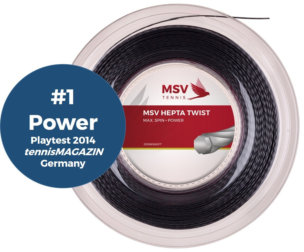 Теннисная струна MSV Hepta Twist, 1.25, 200м (черный)