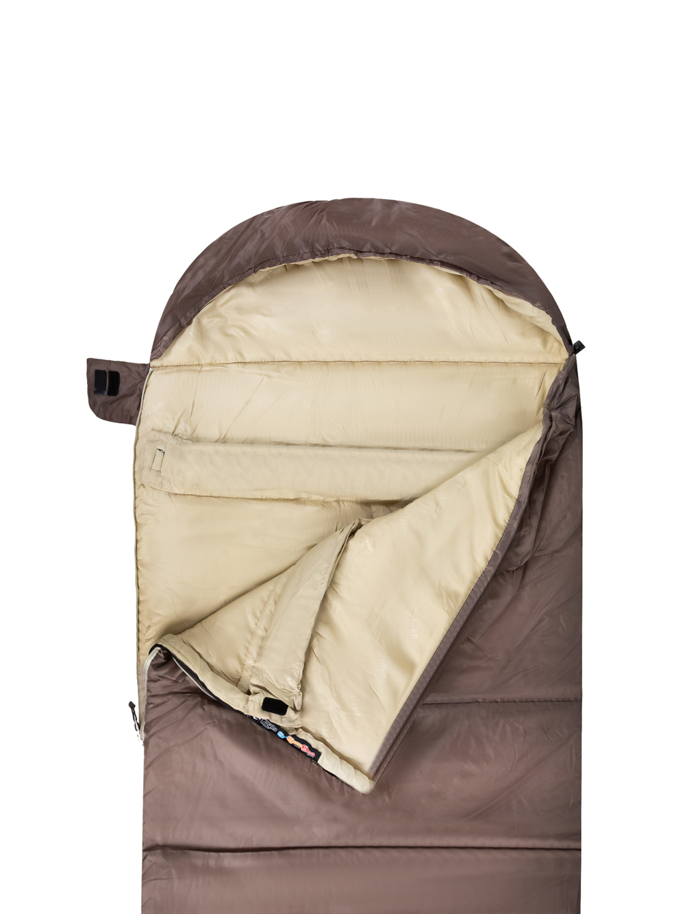 Спальный мешок Naturehike U350  с капюшоном, коричневый (NH20MSD07), молния справа