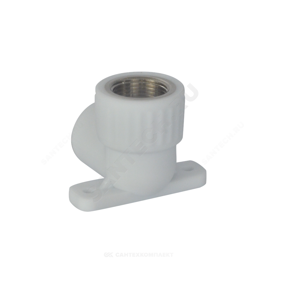 Угольник PP-R комбинированный белый Дн 20х3/4" ВР с креплением VALFEX 10120225