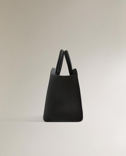 ZARA HOME КОЖАНАЯ МИНИ-СУМКА-ТОУТ, ЧЕРНЫЙ