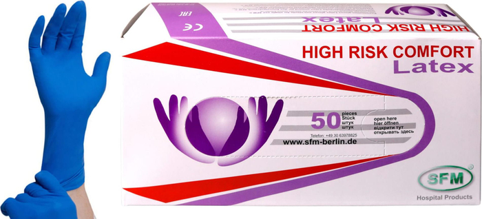 Перчатки HIGH RISK КОМФОРТ L(8-9),латекс 14,5г,н/стер.неоп *25
