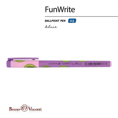 Ручка шариковая 0.5 мм, синяя "FunWrite. Fresh & fruiti. Киви" (Bruno Visconti)