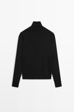 Massimo Dutti Свитер из смесовой шерсти с высоким воротником, черный
