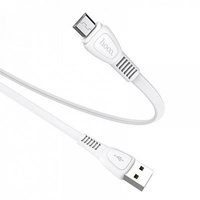Кабель HOCO X40 USB-microUSB 2.4A 1м плоский TPE White