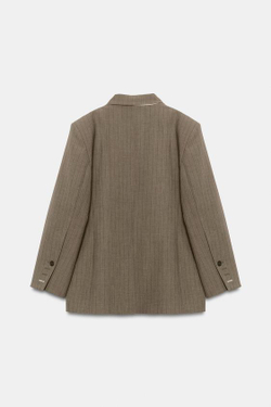ZARA БЛЕЙЗЕР ОВЕРСАЙЗ В ТОНКУЮ ПОЛОСКУ, КОРИЧНЕВЫЙ