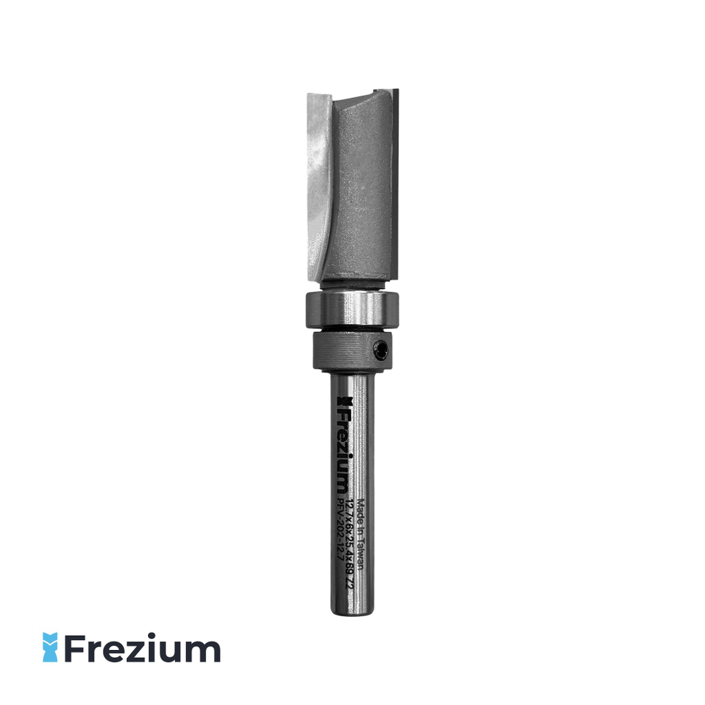 Обгонная прямая фреза по дереву с верхним подшипником "Frezium" (12.7x6x25.4x69 Z2; PFV-202-12.7)