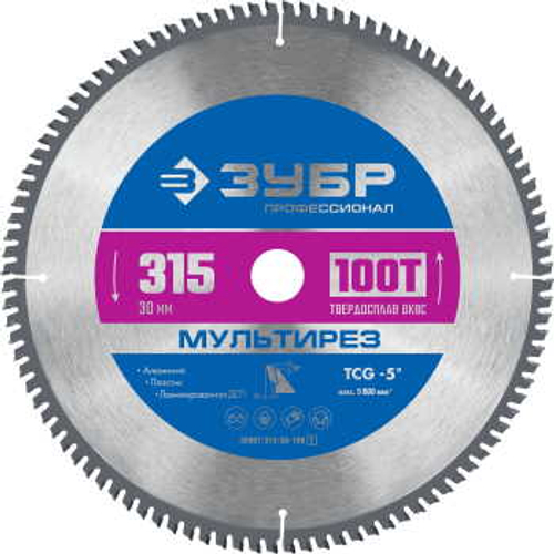 Диск пильный по алюминию Мультирез 315 x 30мм 100Т, ЗУБР 36907-315-30-100_z01