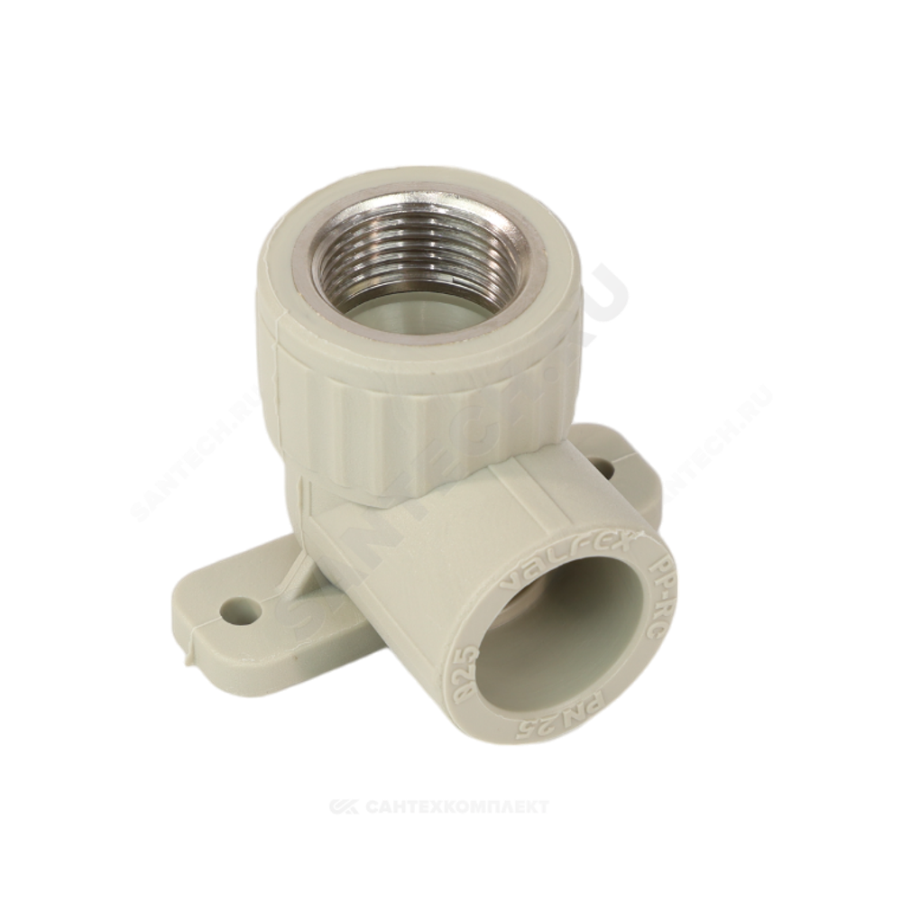 Угольник PP-R комбинированный серый Дн 25х3/4" ВР с креплением VALFEX 10120125Г