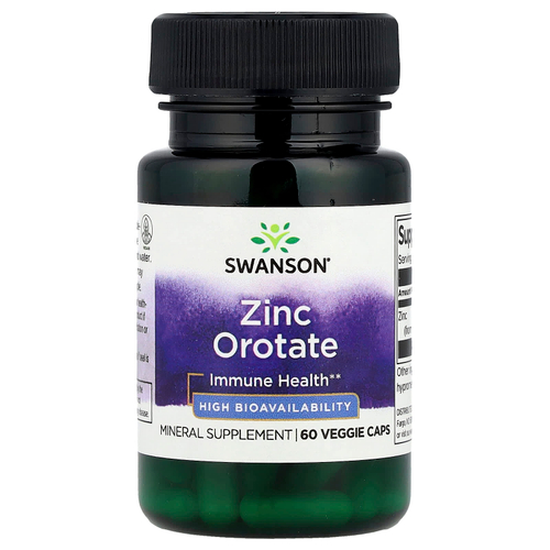 Swanson Vitamins, Оротат цинка, 60 вегетарианских капсул (10 мг в 1 капсуле)