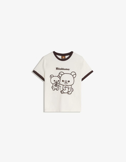BERSHKA Футболка с короткими рукавами и принтом Rilakkuma, белый