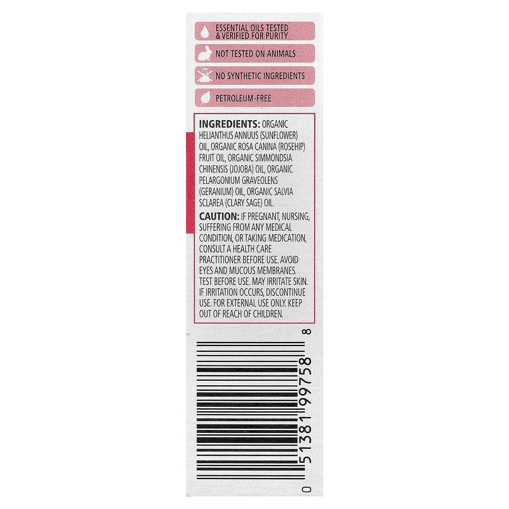 Aura Cacia, Органическая сыворотка для лица с эфирным маслом шиповника, герань и шалфей, 1 жидкая унция (30 мл)