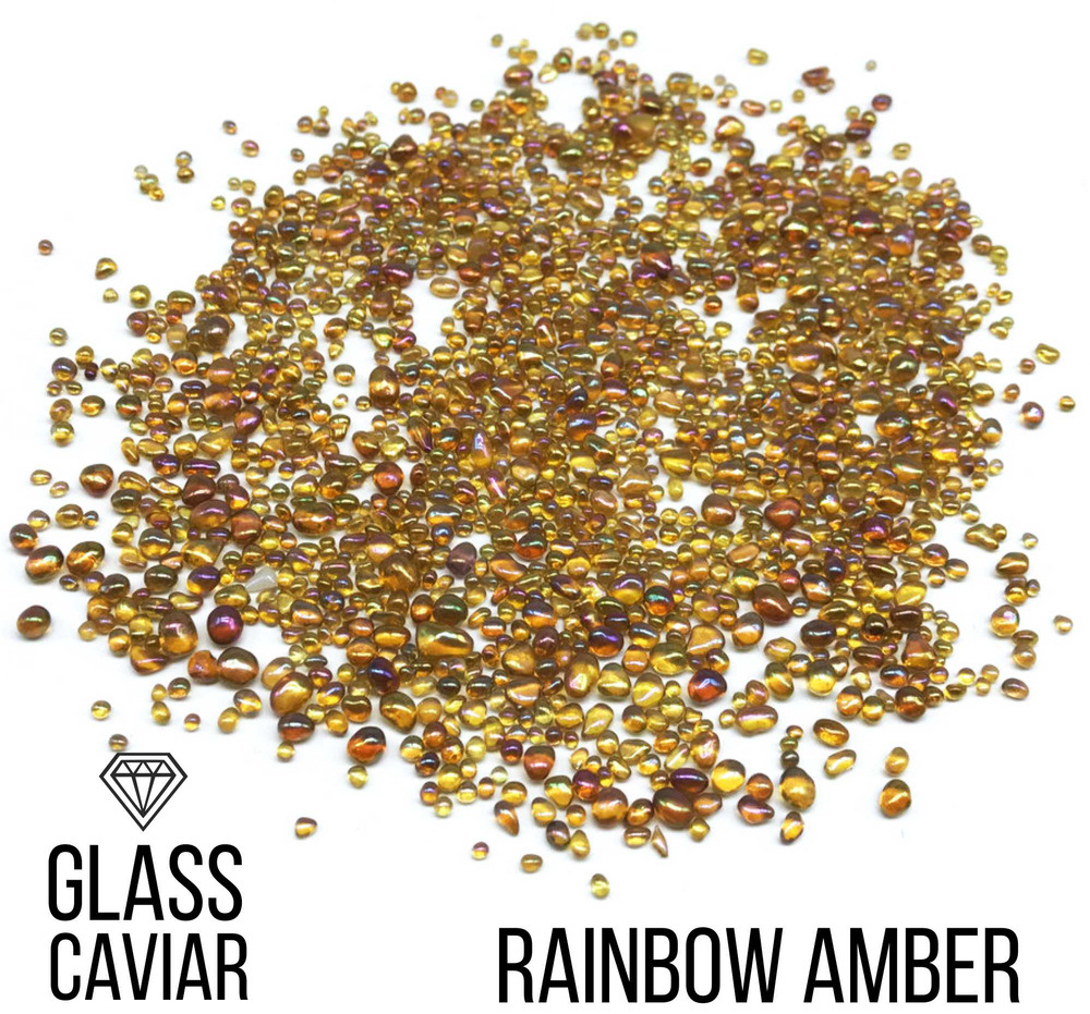 Стеклянная крошка Glass Caviar, Rainbow Amber, 250гр
