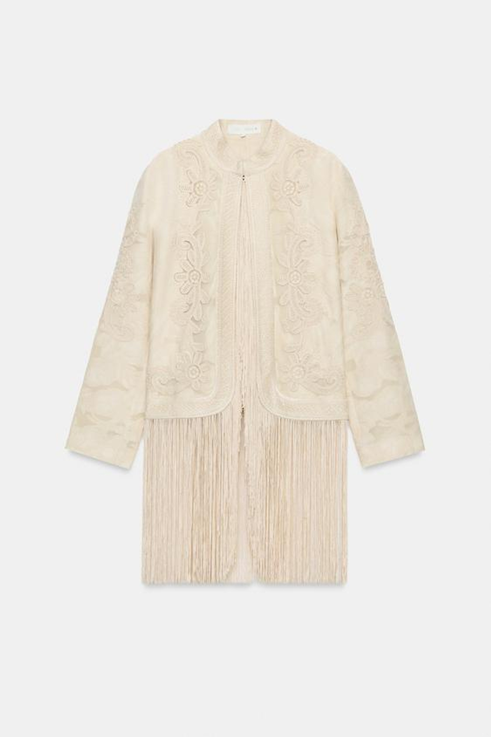 ZARA КУРТКА С ВЫШИВКОЙ И БАХРОМОЙ — ZW COLLECTION, ЭКРЮ/БЕЖЕВЫЙ