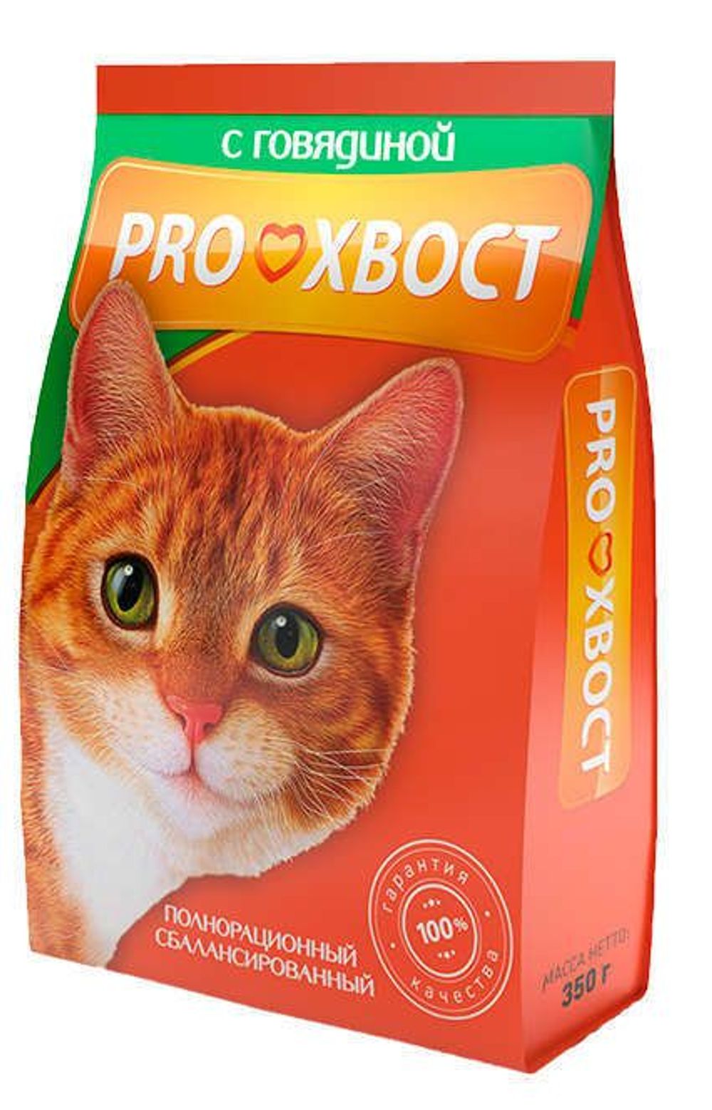 PROХВОСТ Корм сухой для кошек с говядиной, 350 гр