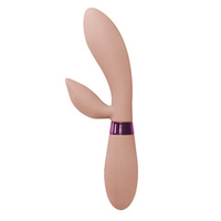 Бежевый вибратор 20,5см с клиторальным отростком Indeep Leyla Beige