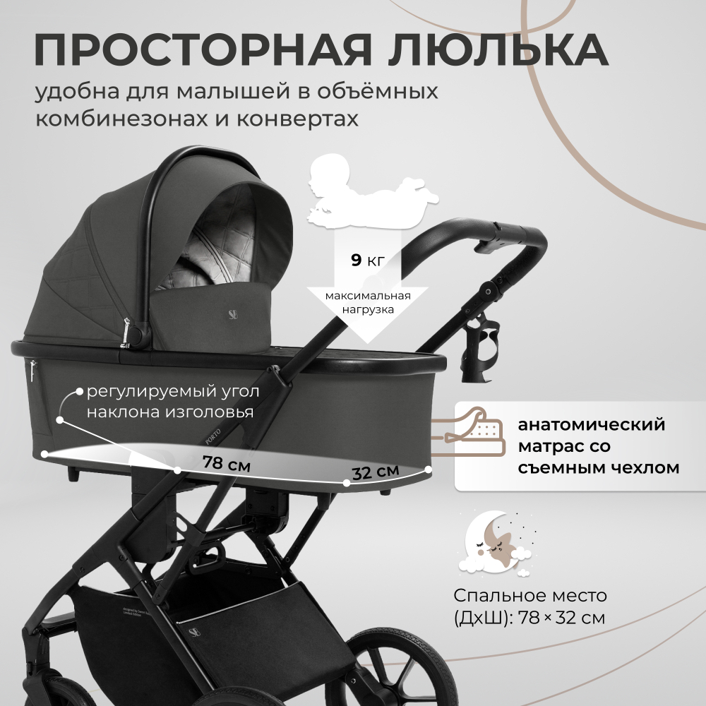 Коляска 2в1 Sweet Baby Porto Dark Grey