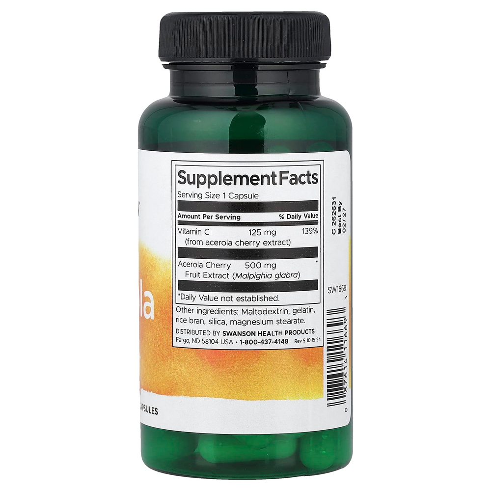 Swanson Vitamins, Ацерола, 500 мг, 60 капсул