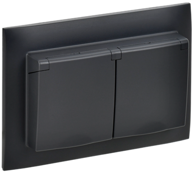 SKANDY Розетка 2-местная и крышкой 16А в сборе IP44 SK-R12Bl черный IEK