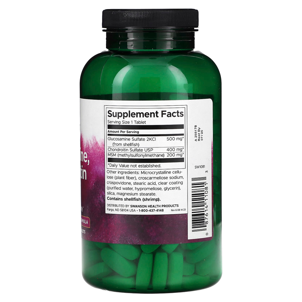 Swanson Vitamins, глюкозамин, хондроитин и МСМ, 240 таблеток